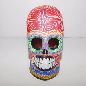 VTG Saul Montesinos Mexico 5" Day of the Dead Skull hand painted Pottery  *READ